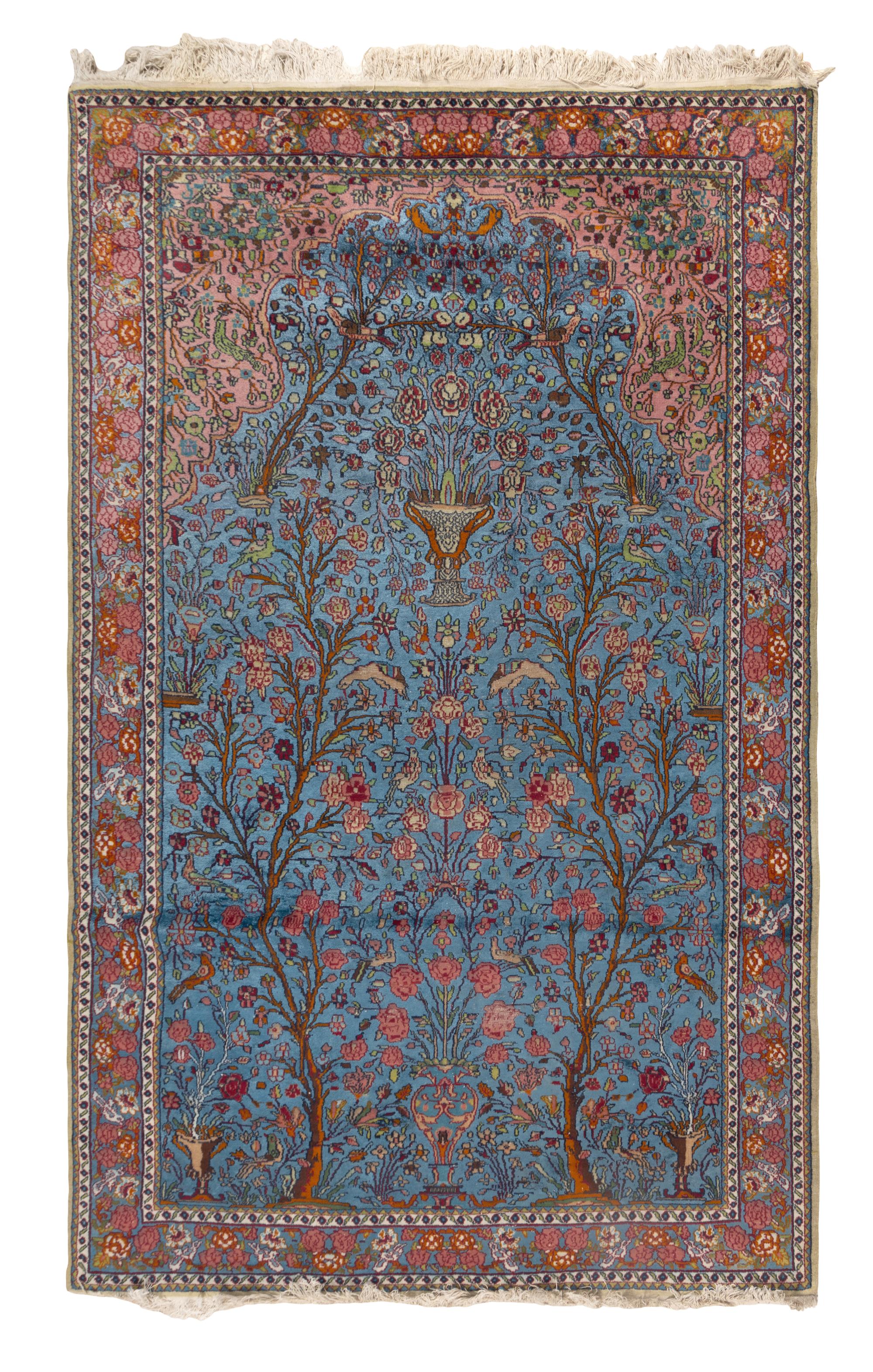 A Kirman Silk and Wool Prayer Rug
