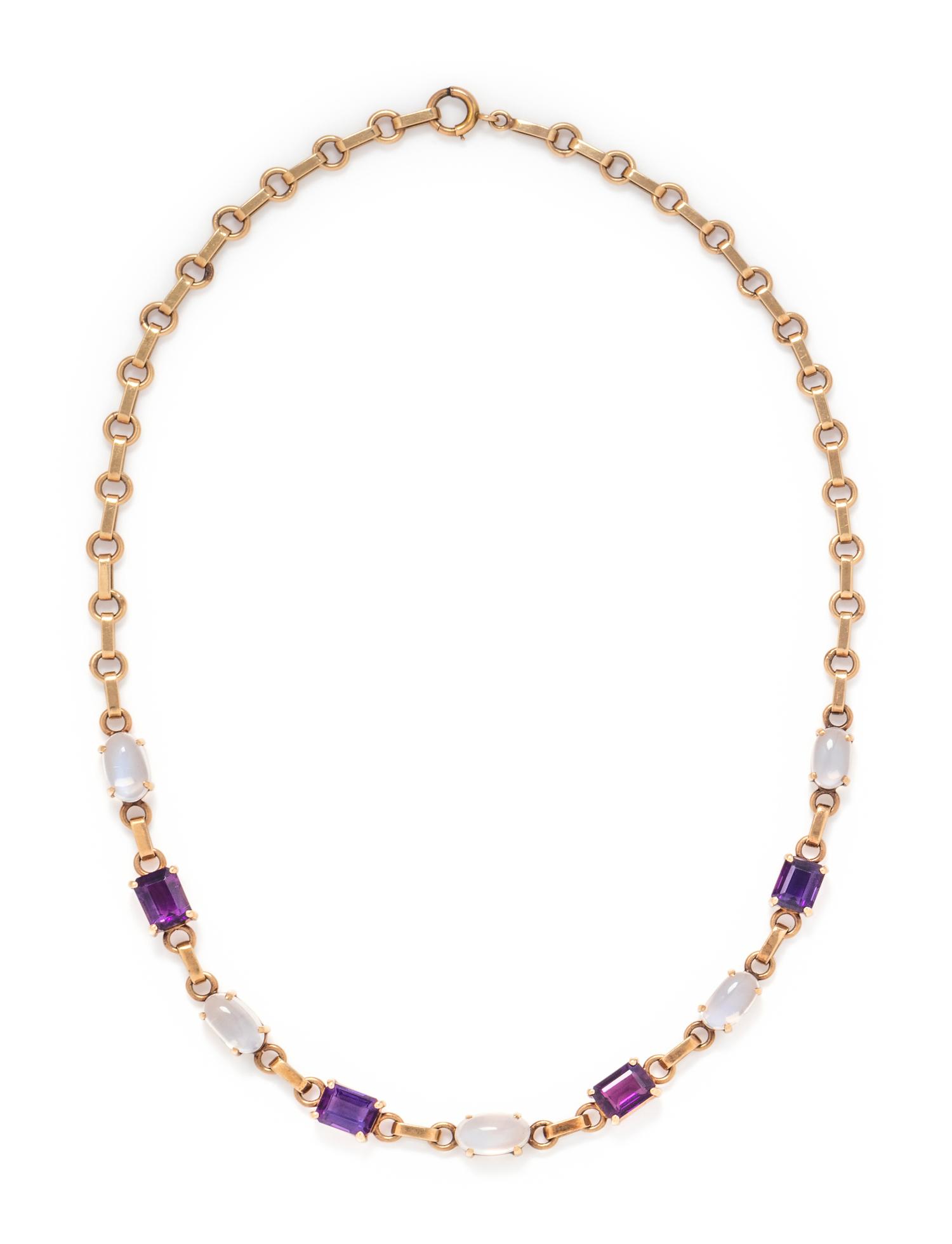 MOONSTONE AND AMETHYST NECKLACE