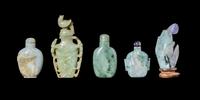 Five Chinese Jadeite Snuff Bottles
