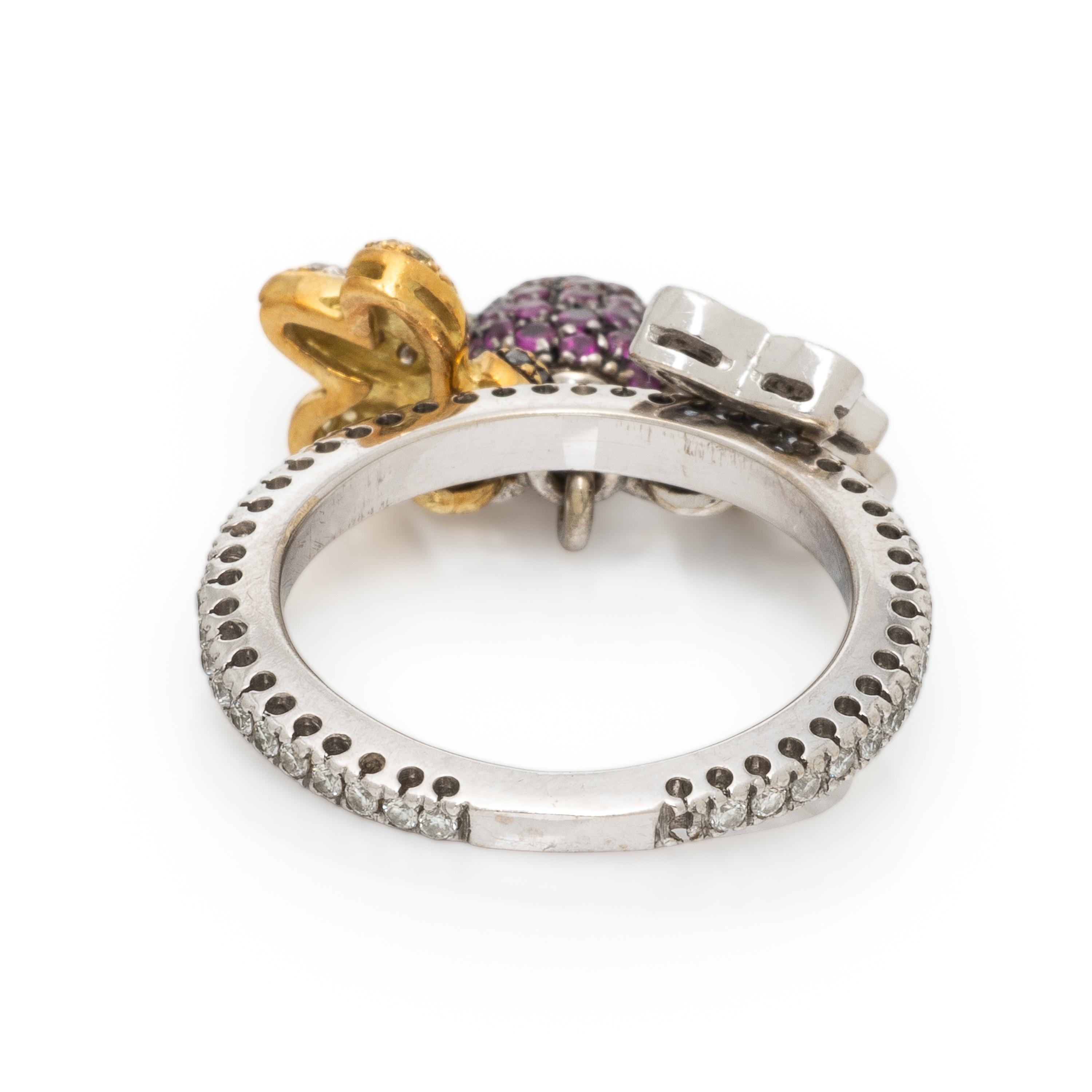 Valente Milano, Diamond, Multigem, and Bicolor Gold Animal Charm Ring
