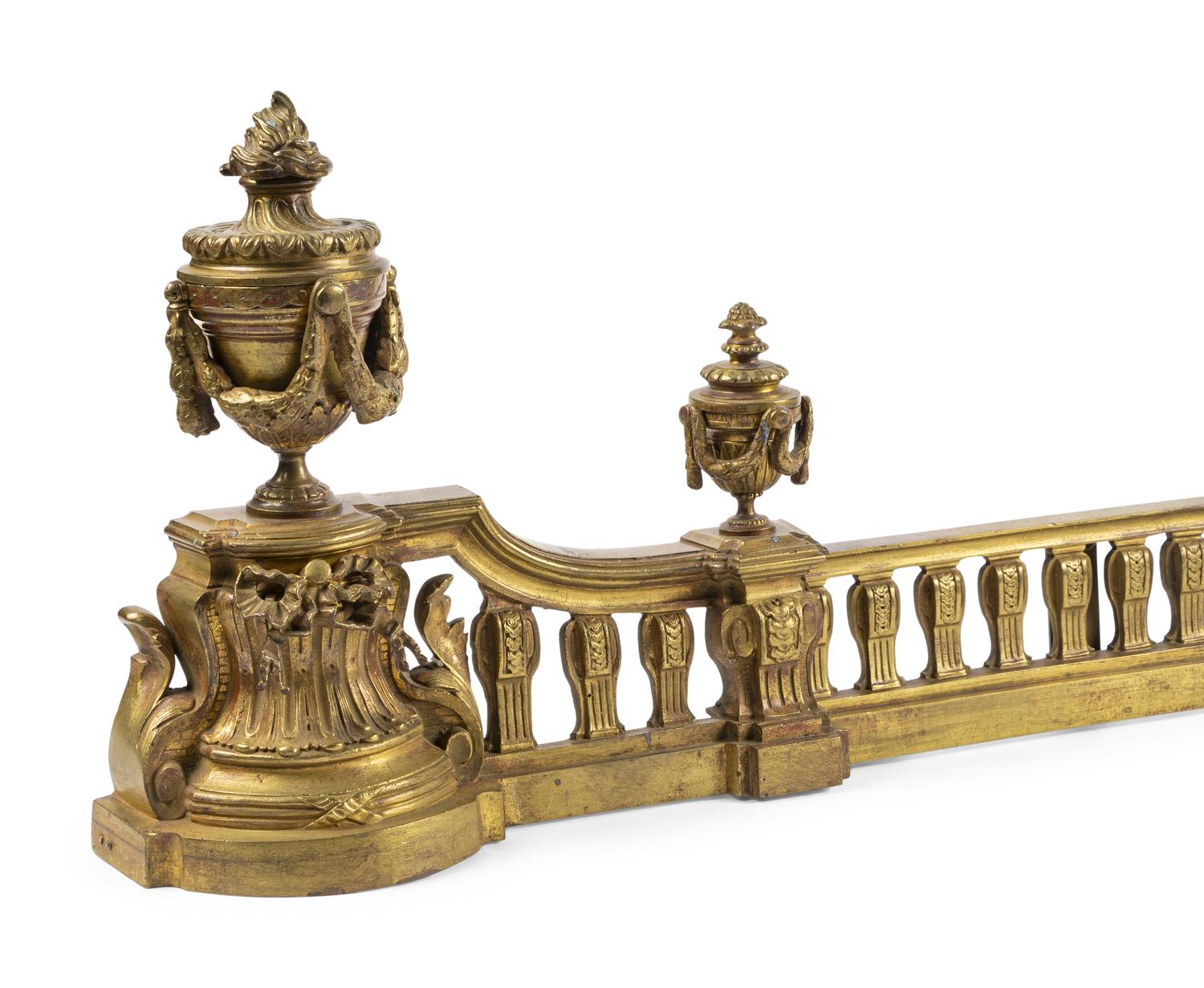 A Louis XVI Style Gilt Bronze Fire Fender
