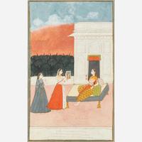 Group of three Indian miniature paintings 18th - 19th century or later