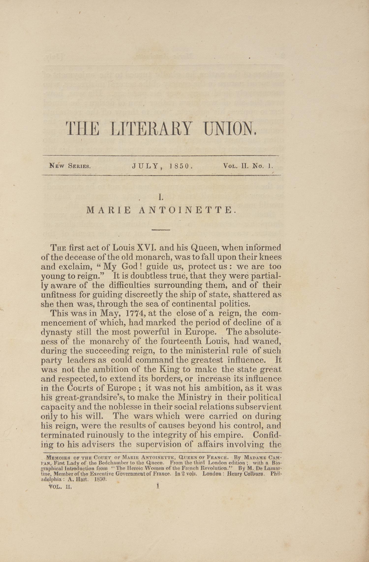 [Americana] [May, Samuel J.] The Literary Union: A Monthly Magazine