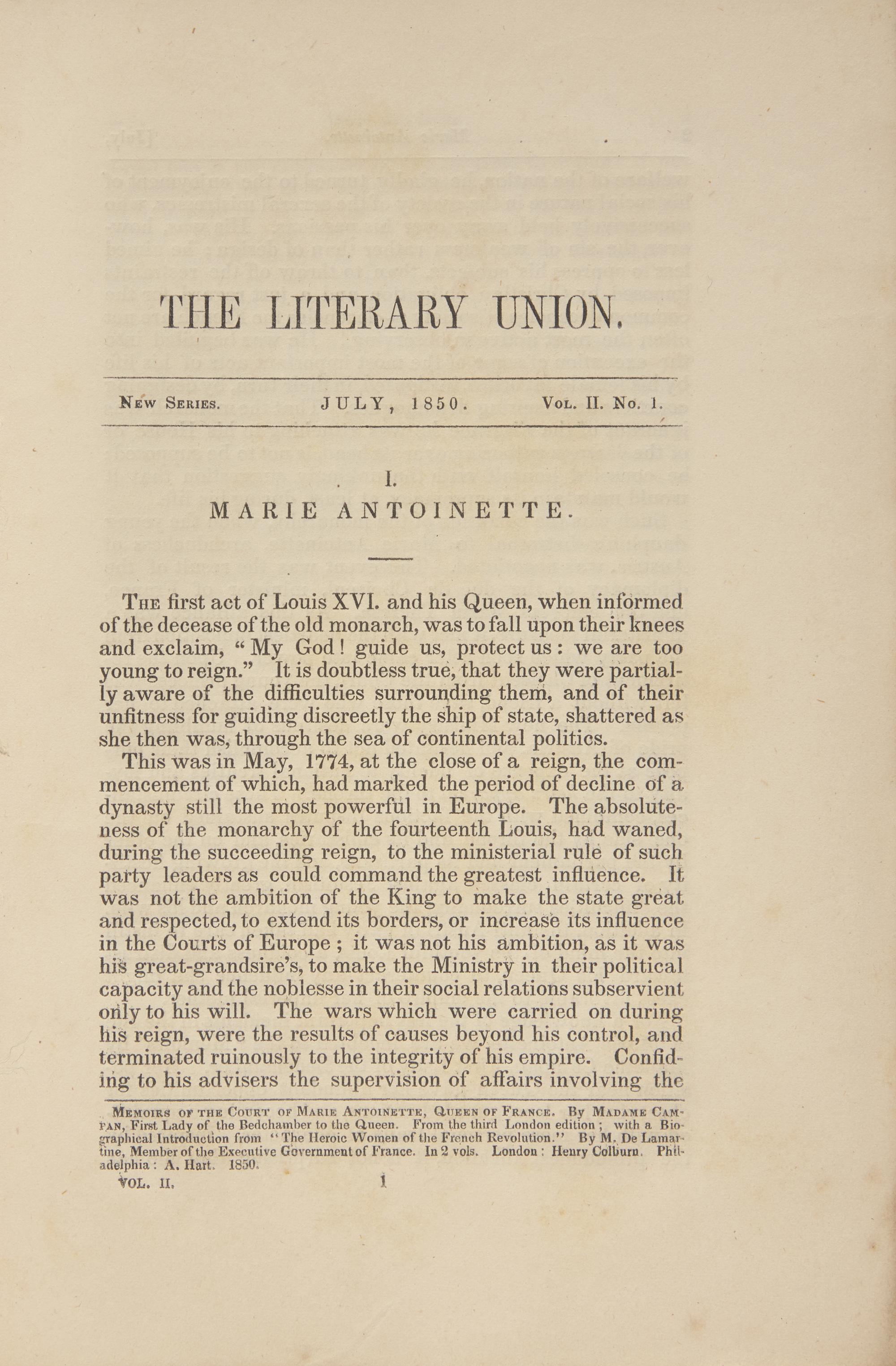 [Americana] [May, Samuel J.] The Literary Union: A Monthly Magazine