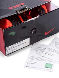 A Pair of 2014 LeBron James Signed Autograph Game Issued Nike Zoom Soldier VIII Shoes (Upper Deck Authenticated),
