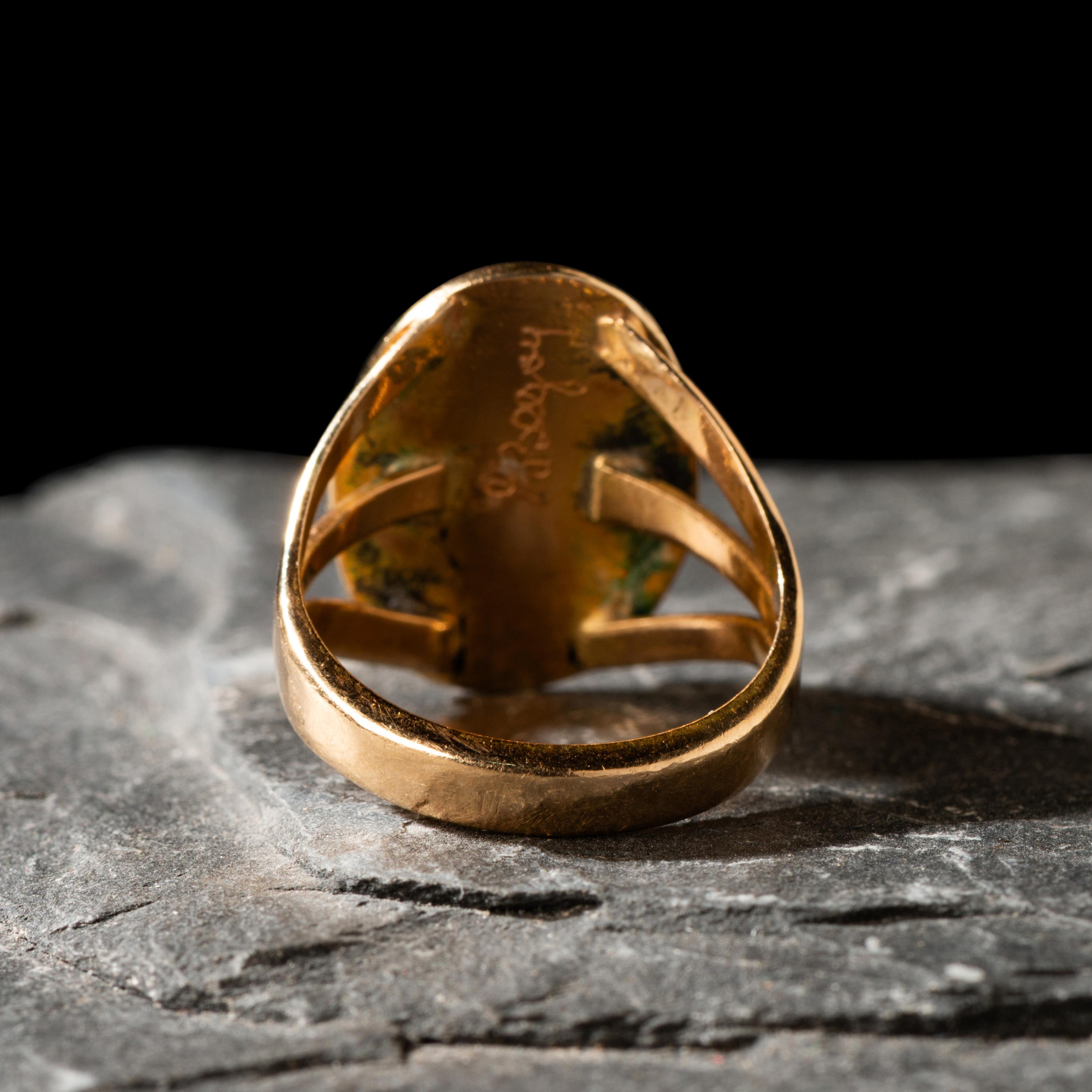Navajo Gold and Coral Ring