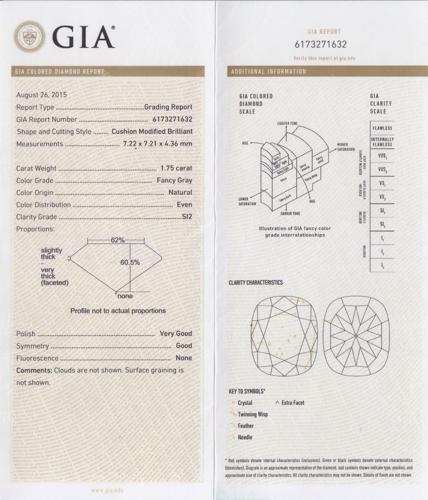 A 14 Karat Rose Gold, Fancy Gray Diamond and Diamond Ring, 2.70 dwts.