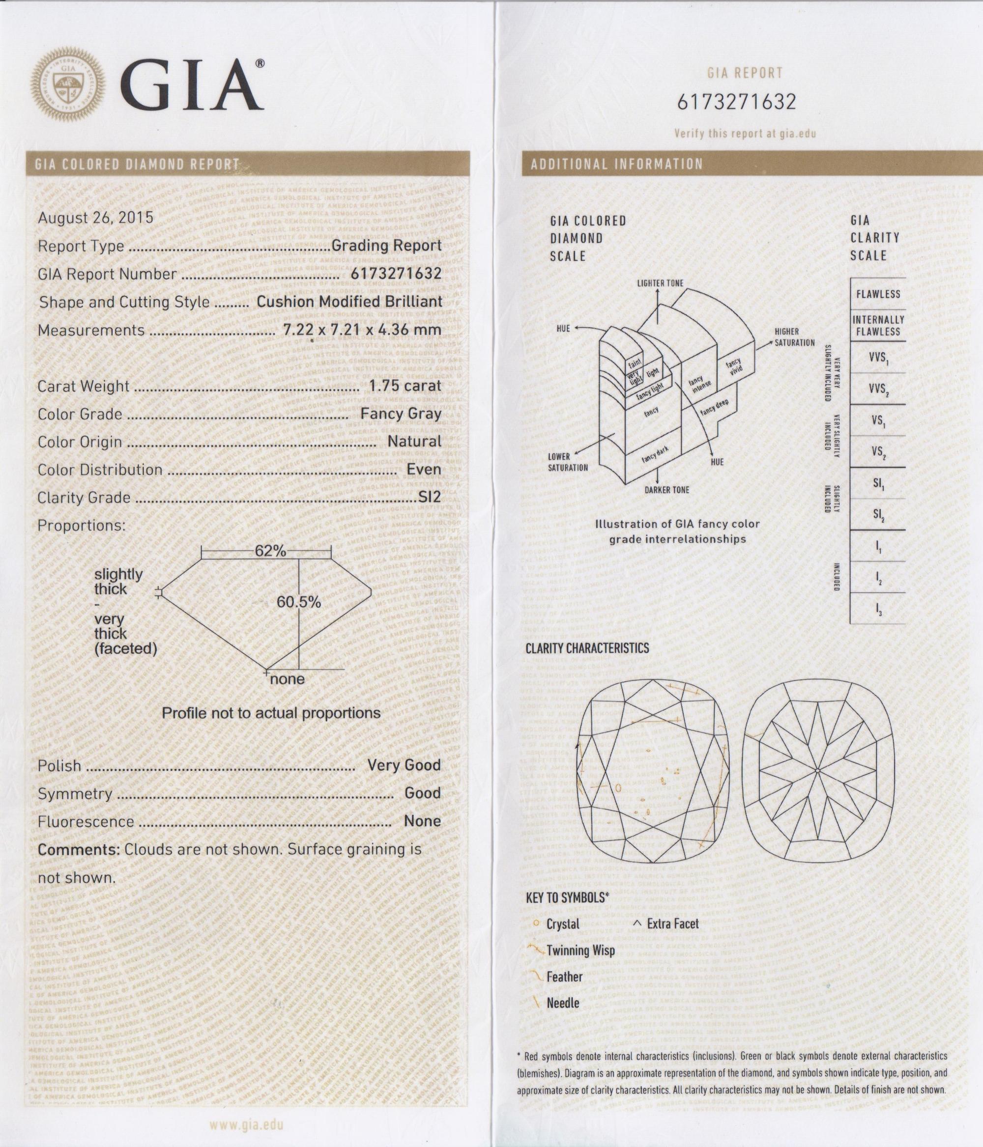 A 14 Karat Rose Gold, Fancy Gray Diamond and Diamond Ring, 2.70 dwts.