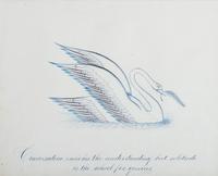A Framed Penmanship Sample with Swan