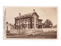 [LINCOLN, Abraham (1809-1865)]. CDV of Lincoln's Springfield home draped in mourning. Chicago: S.M. Fassett, ca 1865.