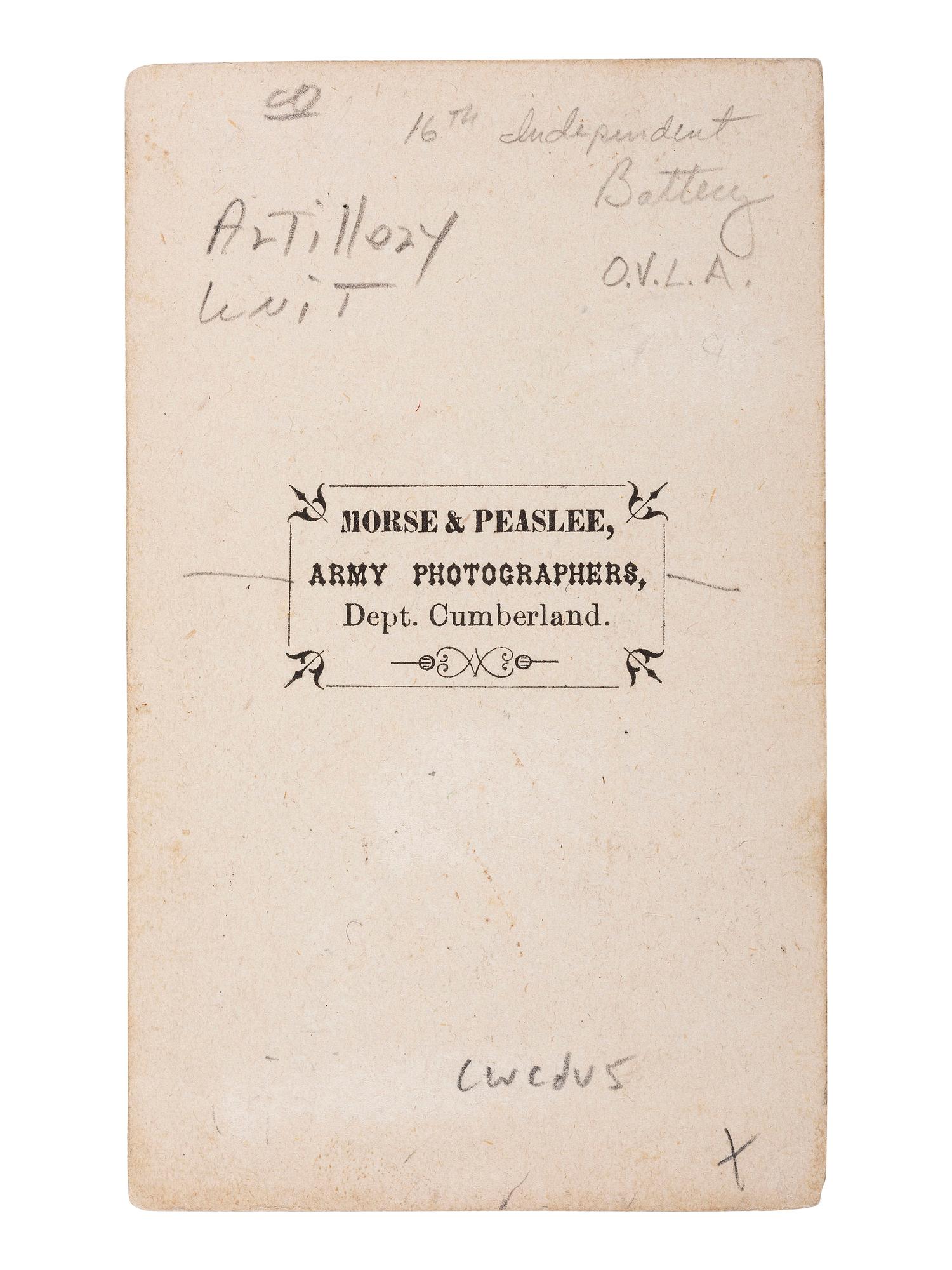 [CIVIL WAR] 16th OH Battery Archive, incl. hand-drawn camp scene, escutcheon, war-date diary, CDVs.
