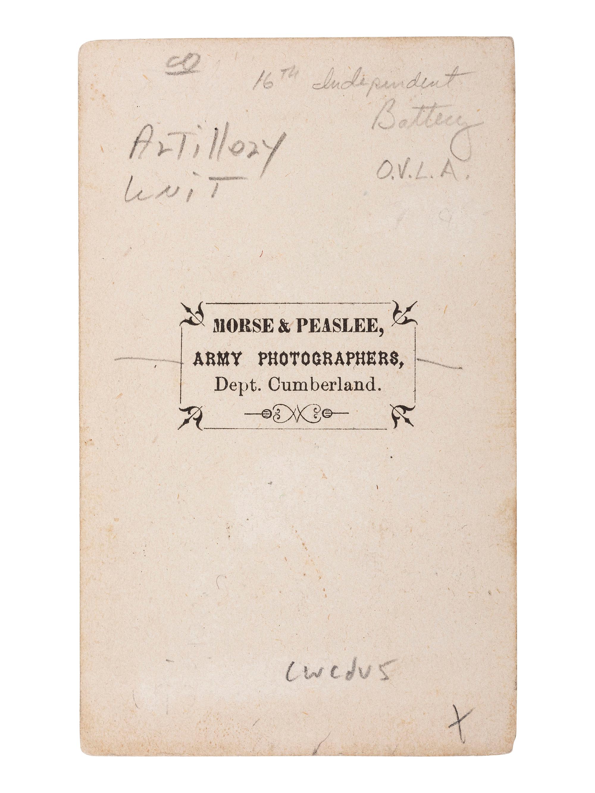 [CIVIL WAR] 16th OH Battery Archive, incl. hand-drawn camp scene, escutcheon, war-date diary, CDVs.
