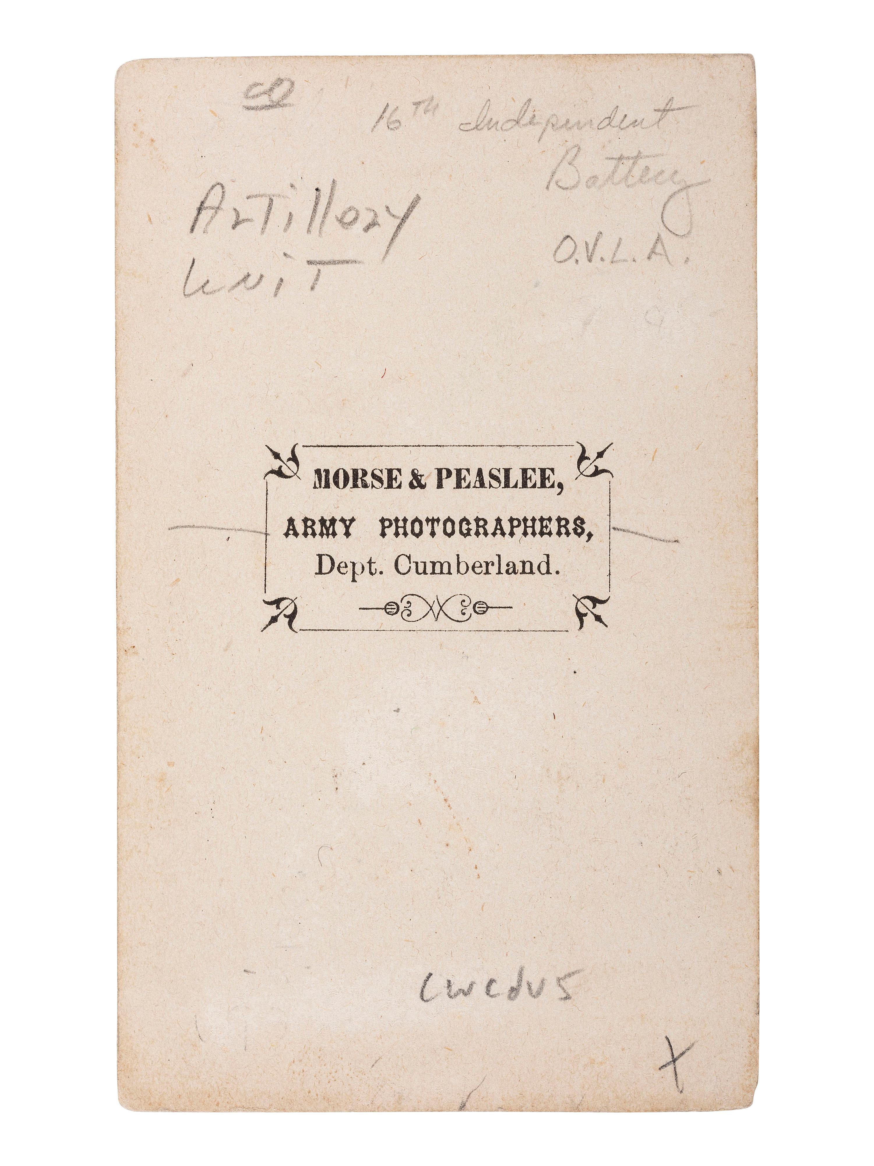 [CIVIL WAR] 16th OH Battery Archive, incl. hand-drawn camp scene, escutcheon, war-date diary, CDVs.
