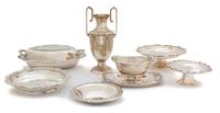 A Group of Seven Miscellaneous Silver Plate Articles Height of urn 10 3/8 inches. — 20TH CENTURY