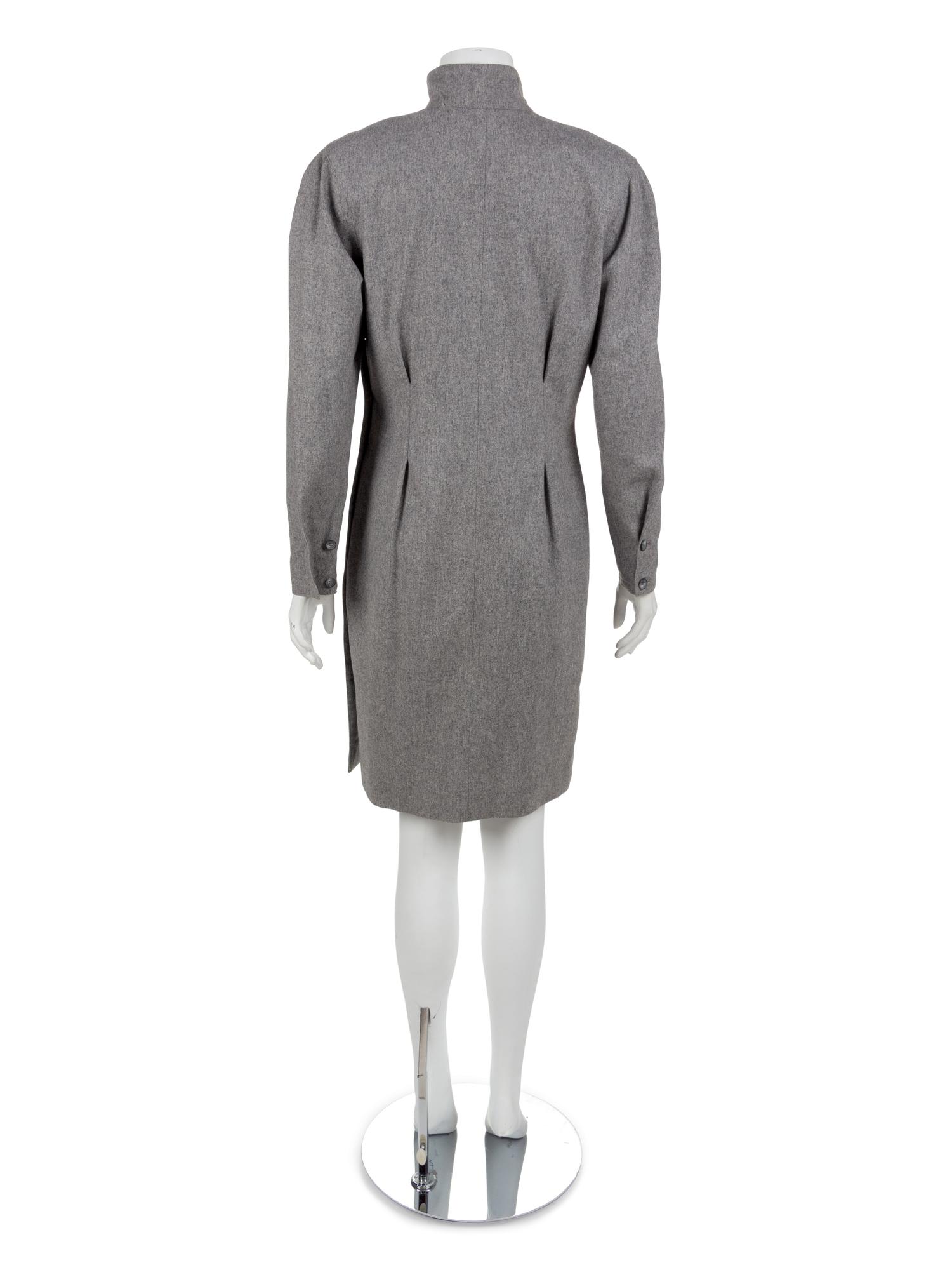 Planelle Gray Wool Dress, 1980-90s