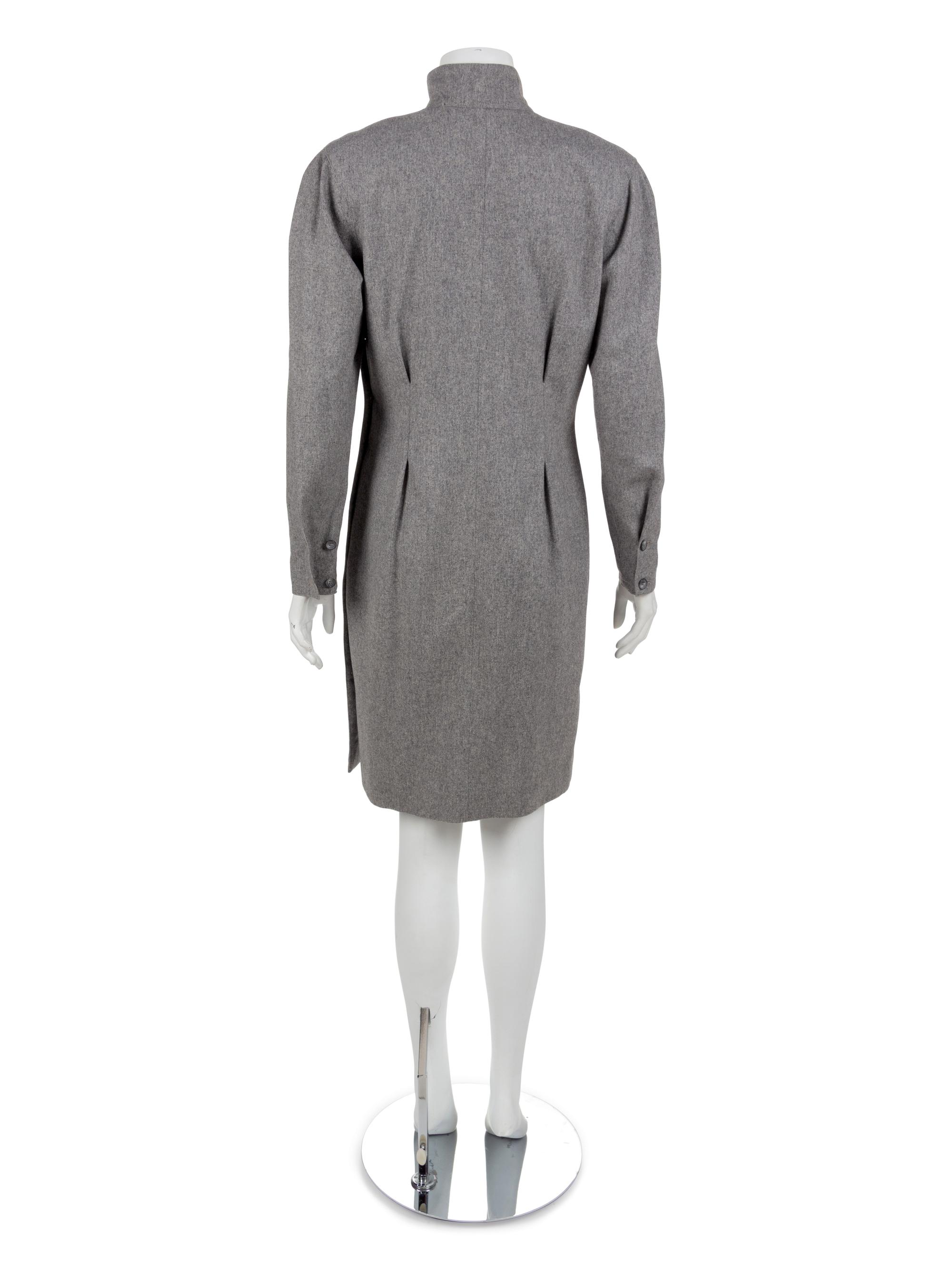 Planelle Gray Wool Dress, 1980-90s