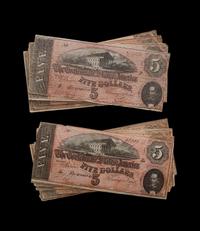 [CONFEDERATE STATES OF AMERICA] A Group of Twenty-Five 1864 T-69 $5 Notes