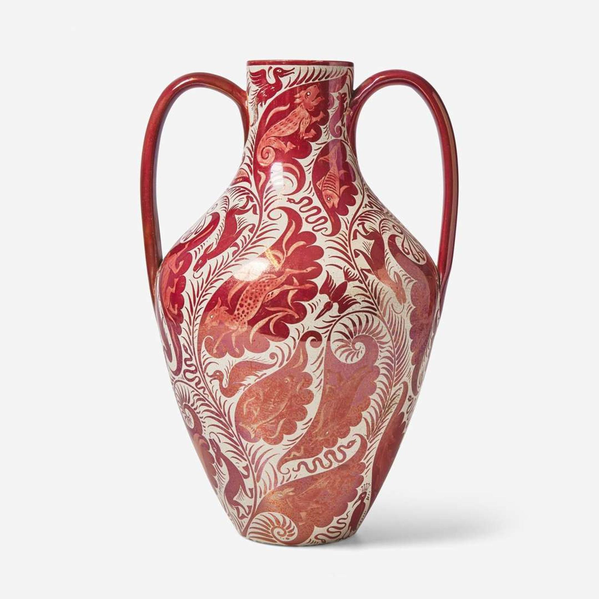 A two-handled lustre glazed earthenware vase William De Morgan (English, 1839-1917), England, early 20th century