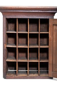 A Stoneware Merchant's Walnut Hanging Cupboard