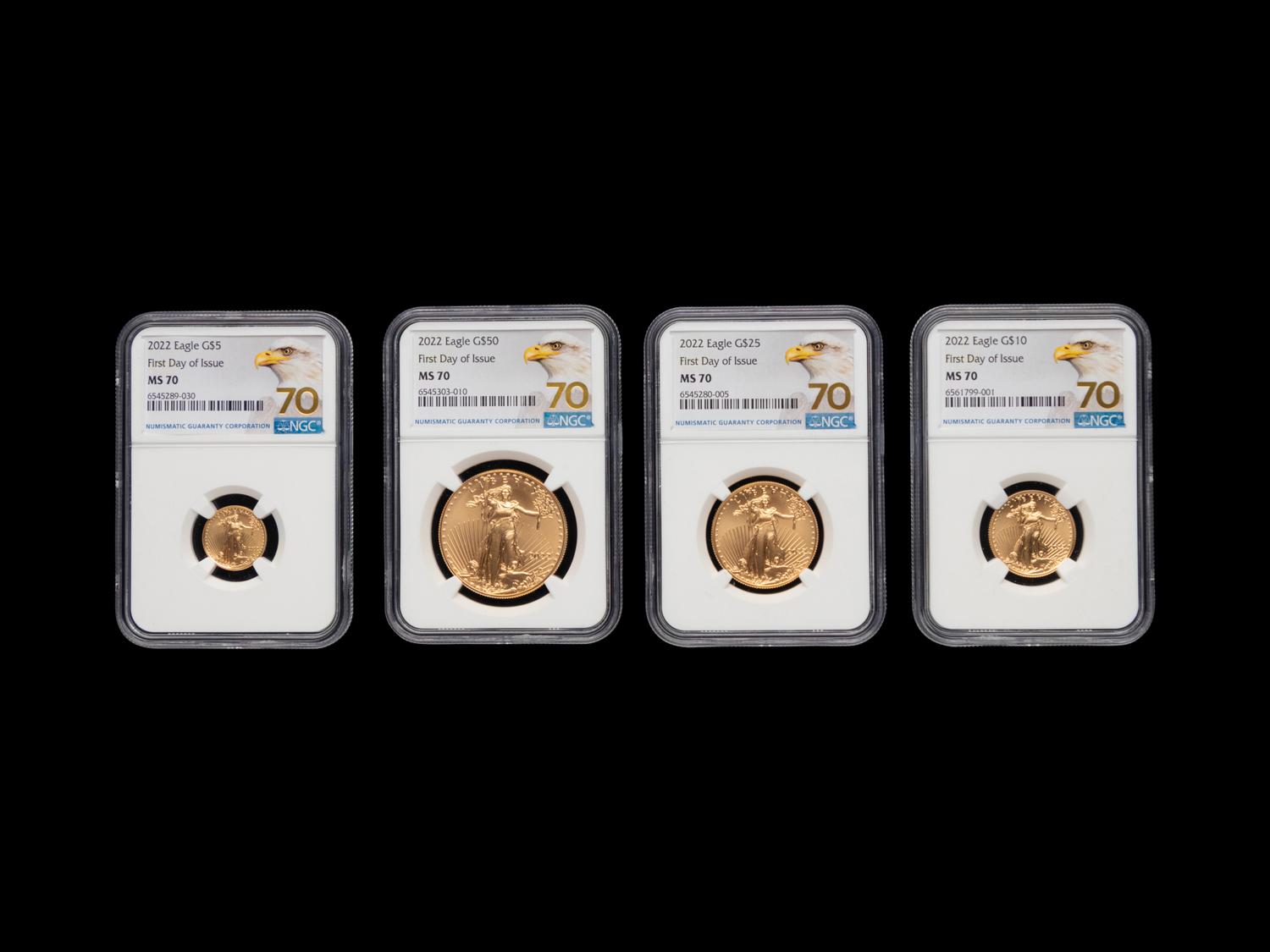 A 2022 Gold Eagle: First Day of Issue Four Gold Coin Set (NGC MS70)