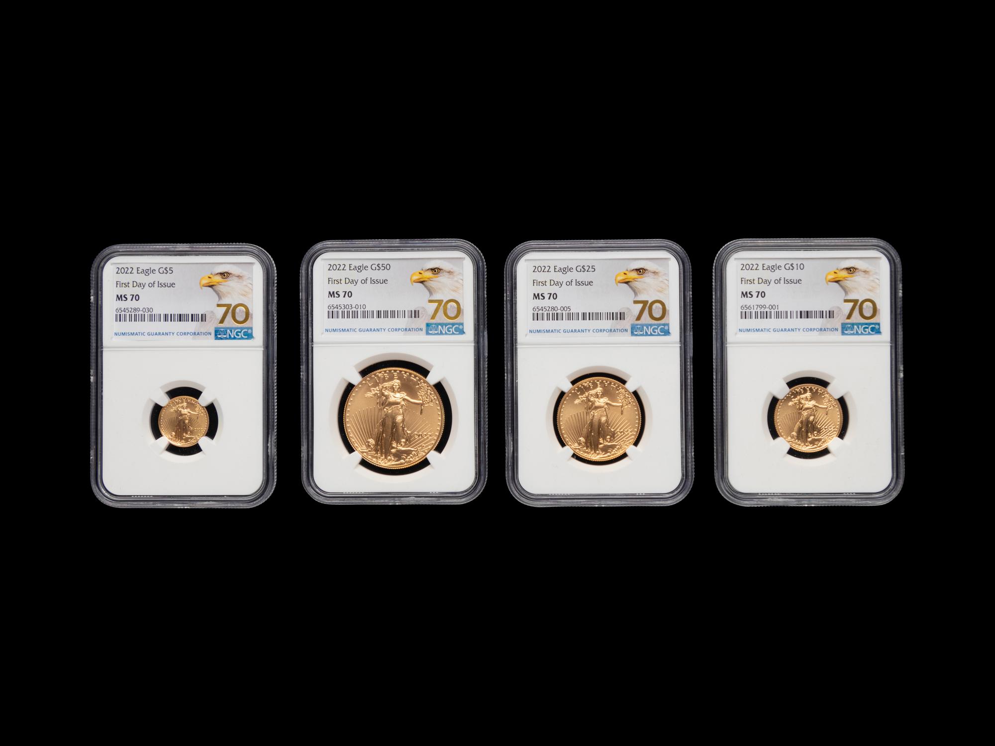A 2022 Gold Eagle: First Day of Issue Four Gold Coin Set (NGC MS70)