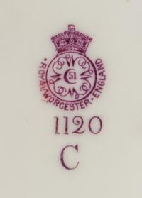 A Royal Worcester Chicago Exhibition Partial Dessert Service Diameter of compote 10 inches. — 1893