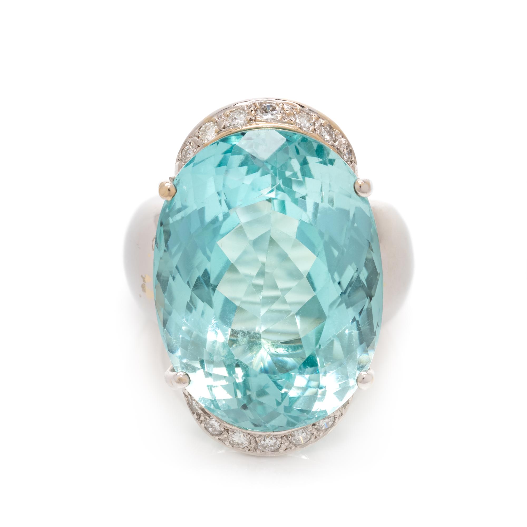 BLUE TOPAZ AND DIAMOND RING