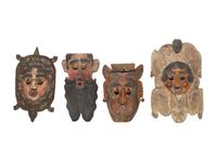 Four Mexican Copper Festival Masks