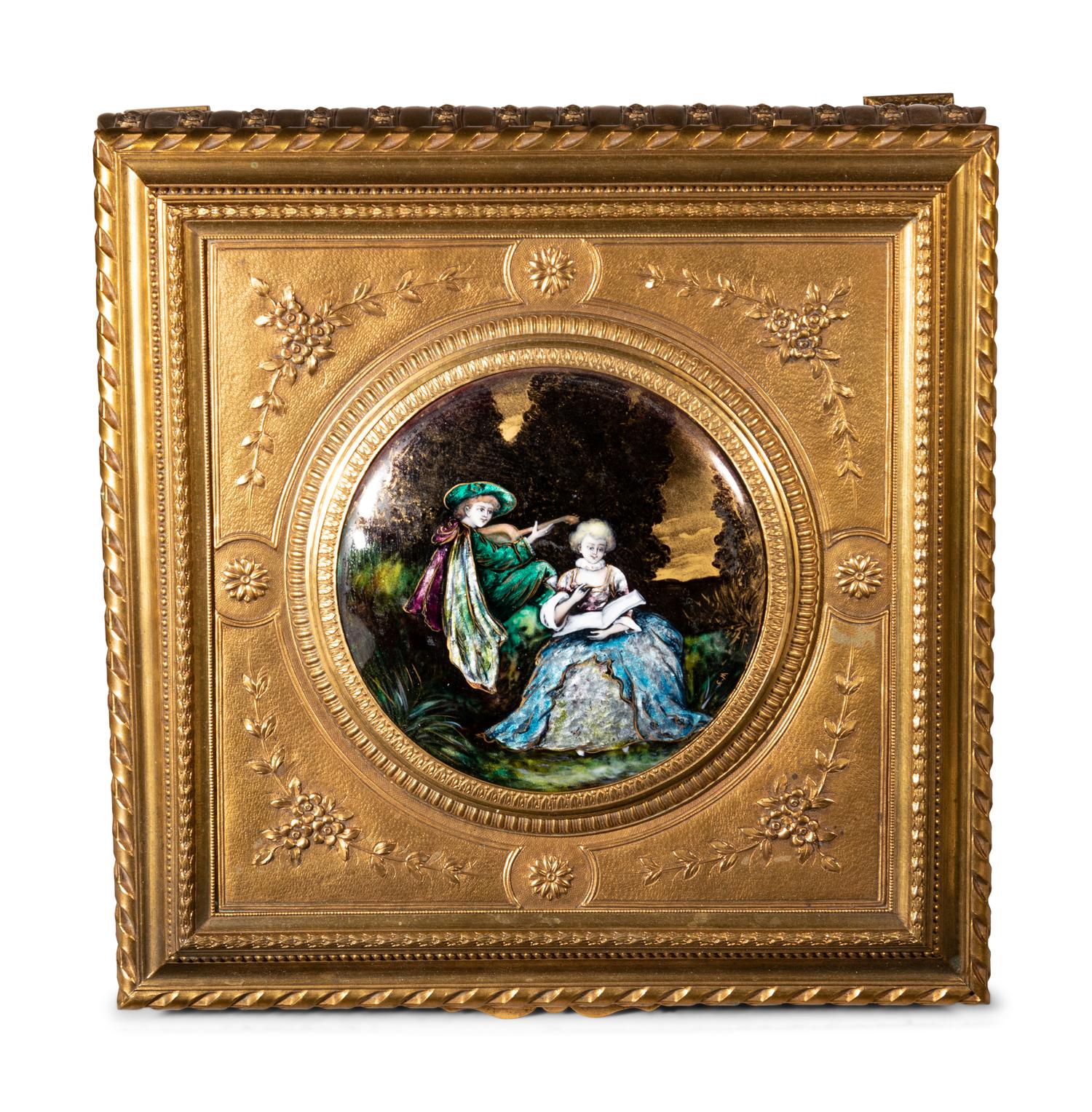 A French Gilt Metal and Enamel Inset Table Casket