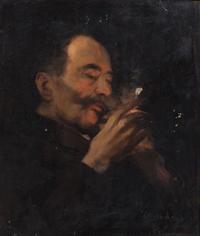 Isidoro Grunhut, (Italian, b. 1862) , Man with Pipe, 1891