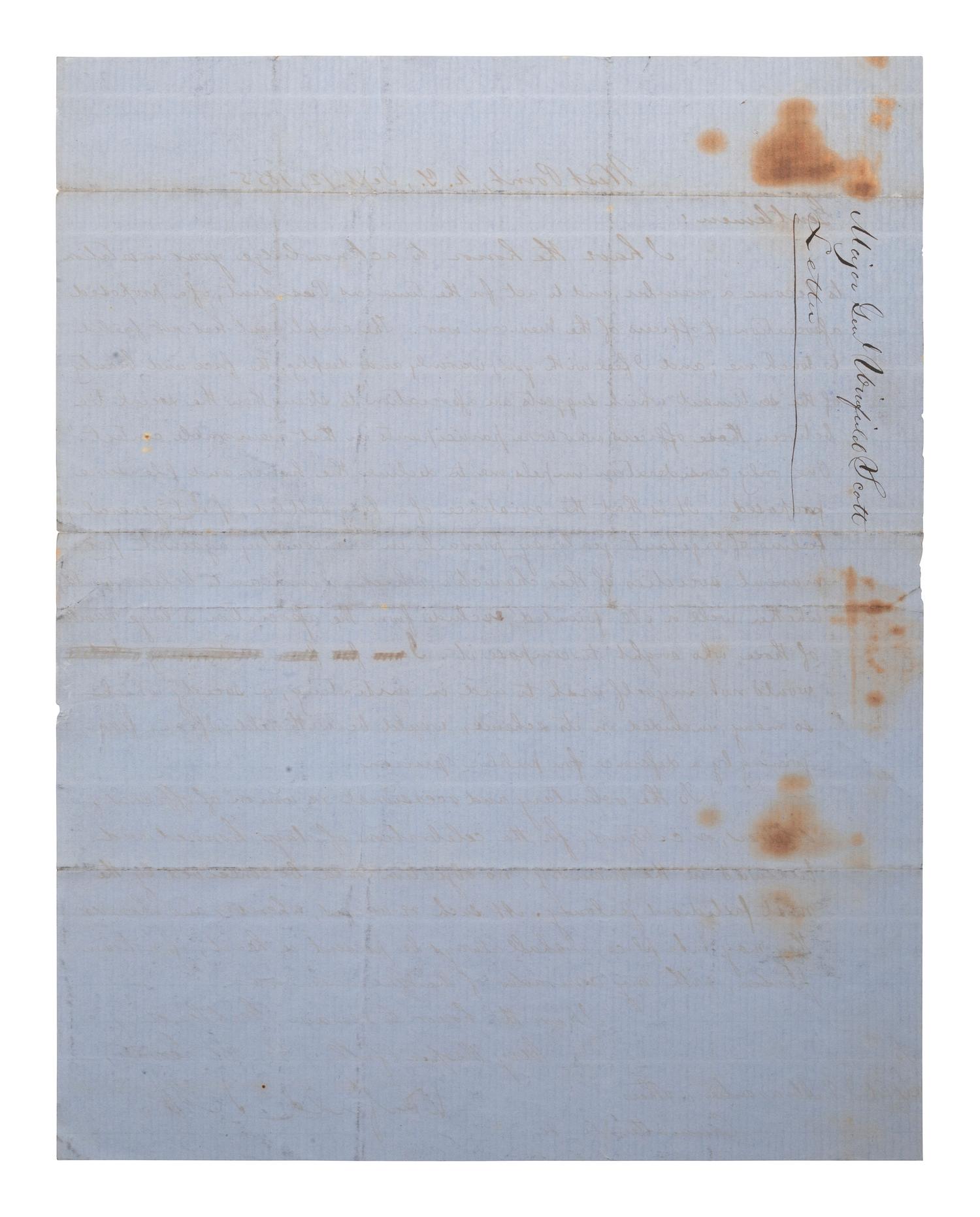 [MEXICAN WAR]. SCOTT, Winfield (1786-1866). Letter signed ("Winfield Scott"). West Point, NY, 12 September 1855.