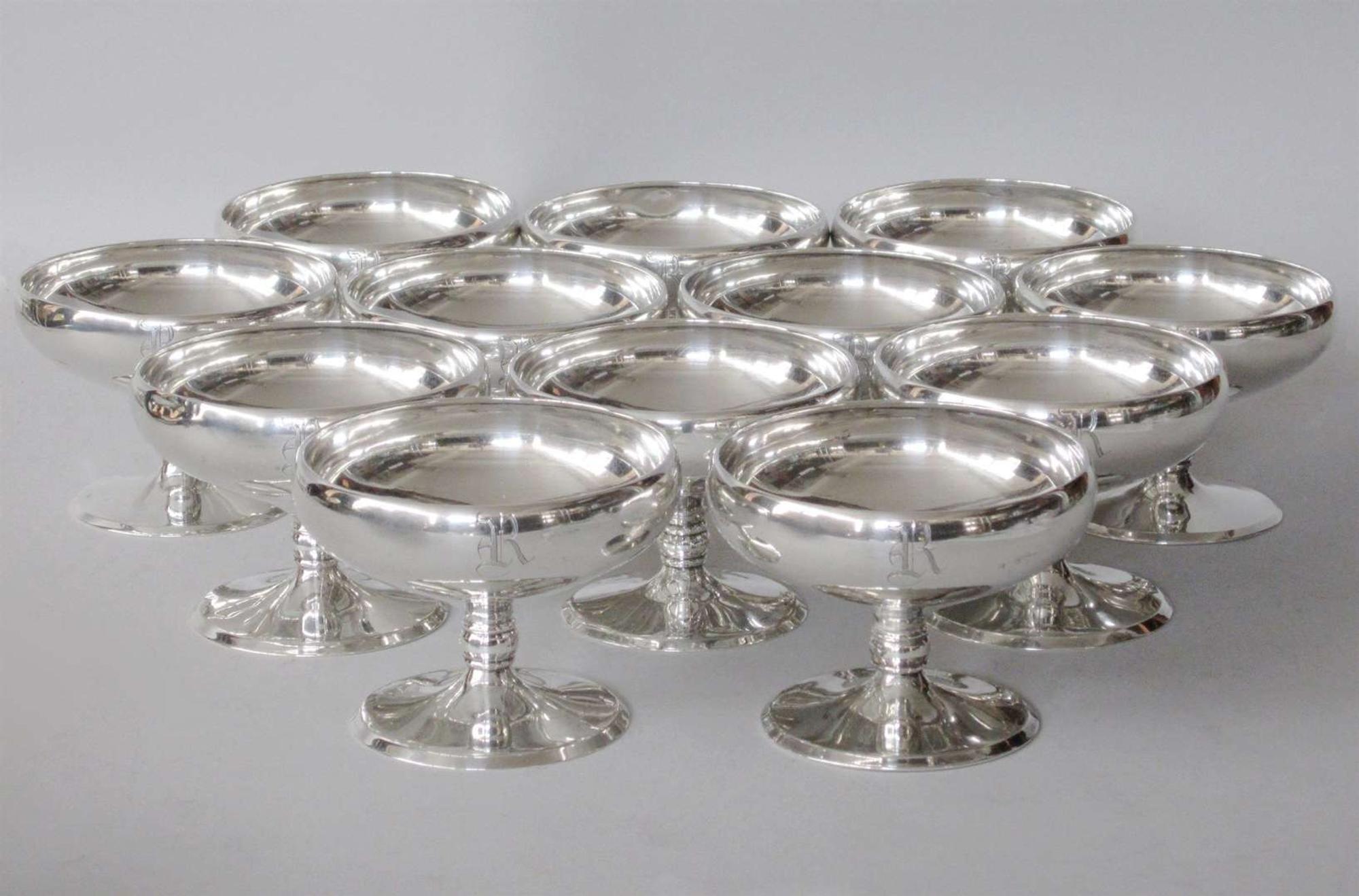 Twelve sterling silver sherbets frank w. smith silver co., inc., gardner, ma, 20th century