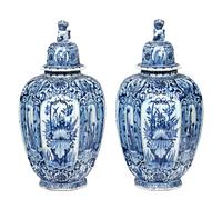 A Pair of Large Samson Glazed Earthenware Jars and Covers