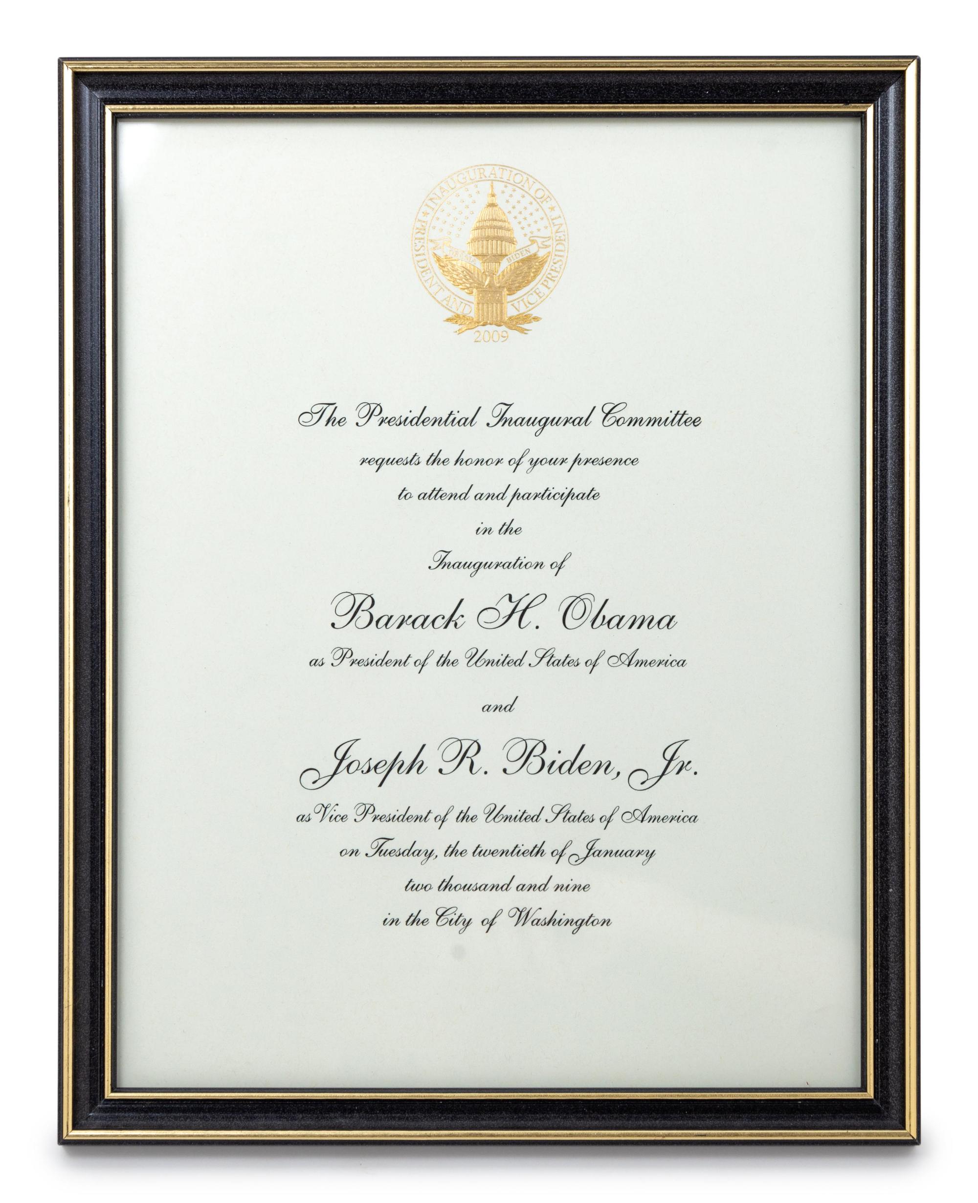 [INAUGURATION – BARACK H. OBAMA]. Inauguration Invitation, 2009.