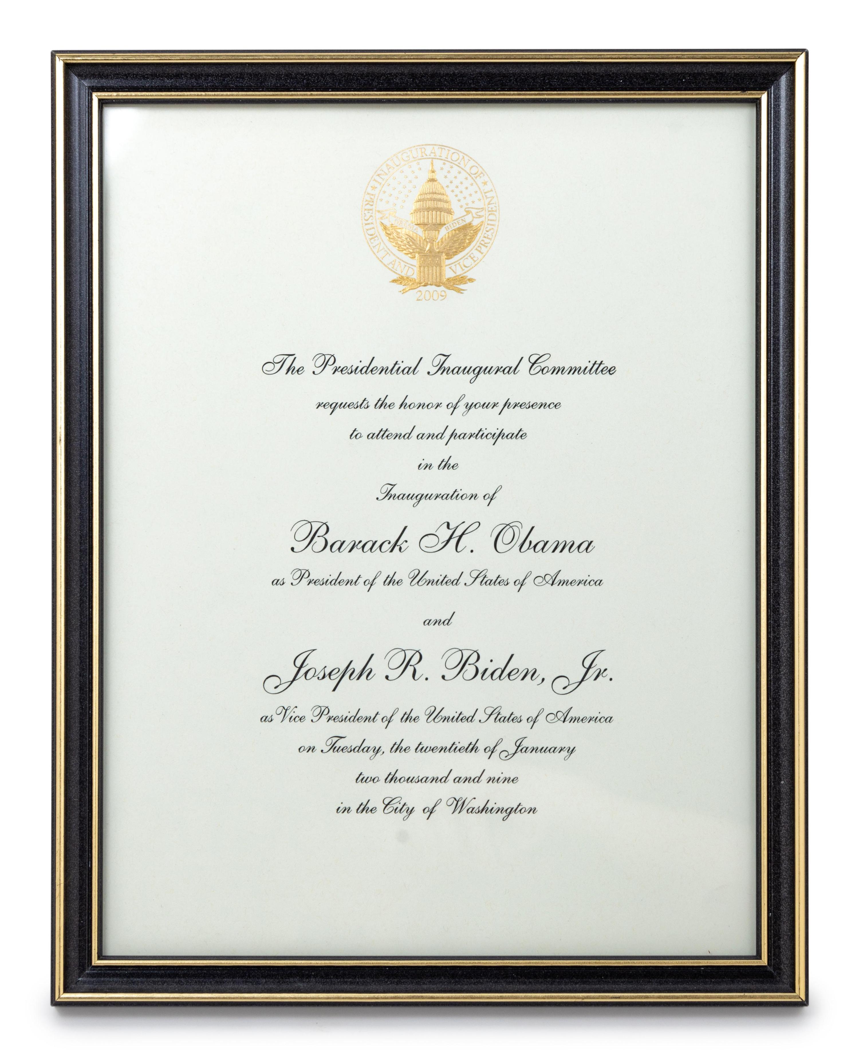 [INAUGURATION – BARACK H. OBAMA]. Inauguration Invitation, 2009.