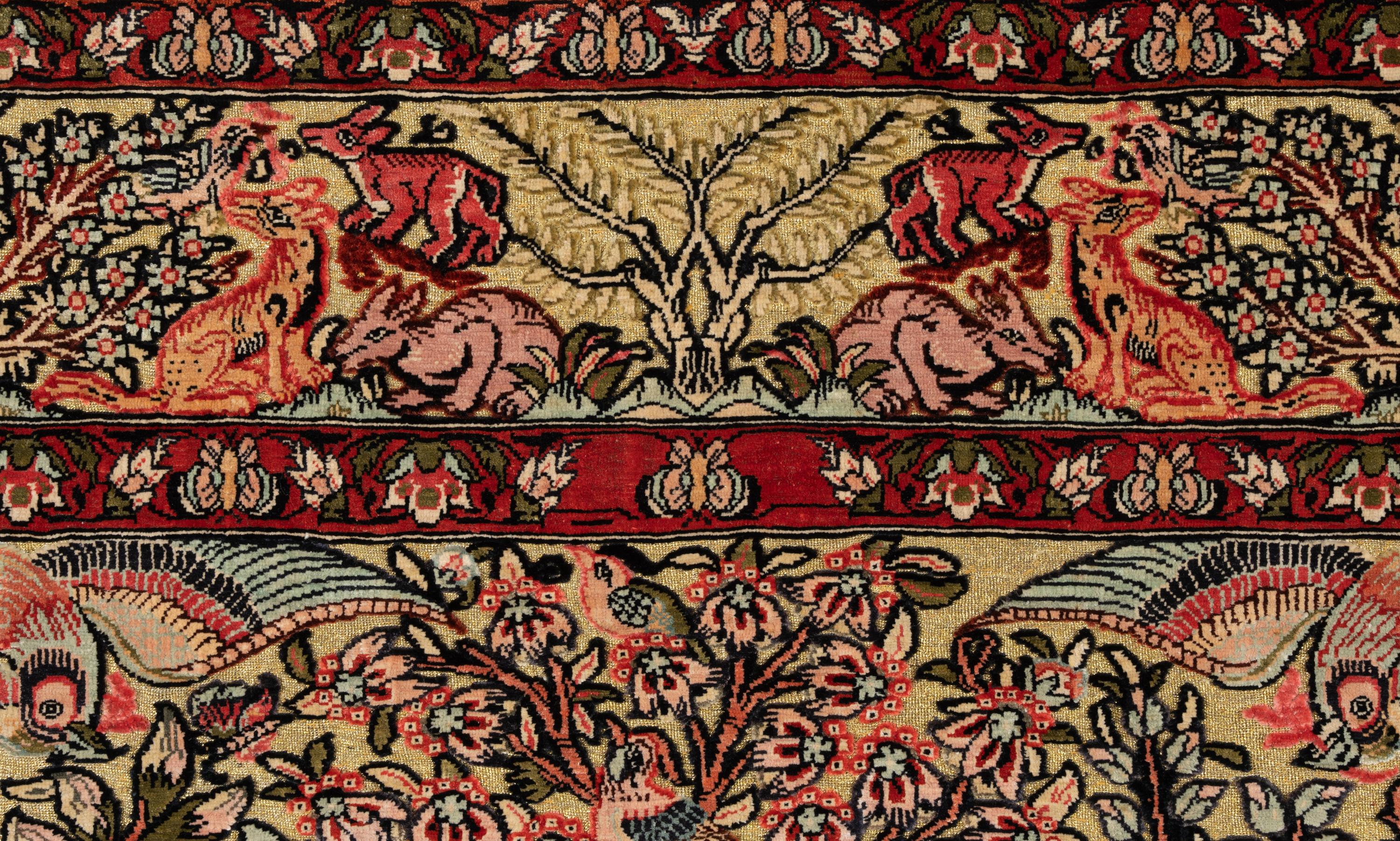 A Hereke or Kayseri Silk Rug