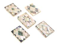 A Collection of Five Mother-of-Pearl and Abalone Veneered Card Cases, Height of tallest 4 1/4 inches.