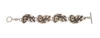 Southwestern Style Silver Overlay Link Bracelet Length 6 1/2 inches