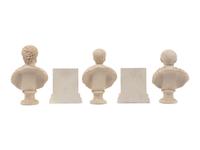 Three Composition Busts and a Pair of Bookends