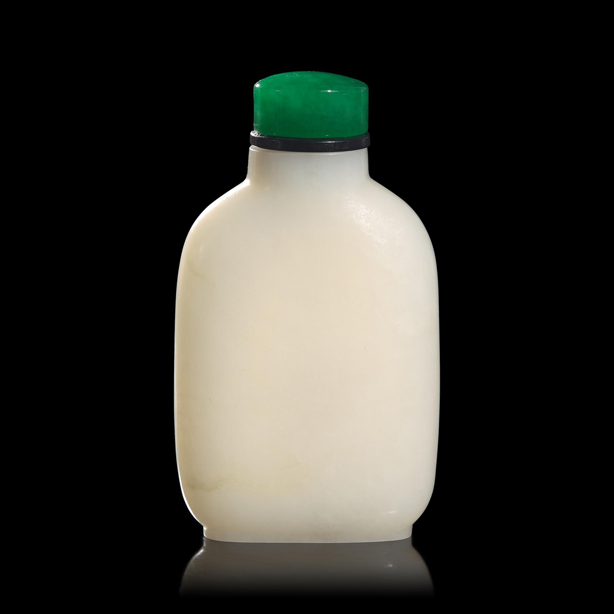A Chinese Carved White Jade Snuff Bottle