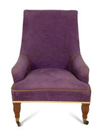 A Victorian Velvet-Upholstered Slipper Chair