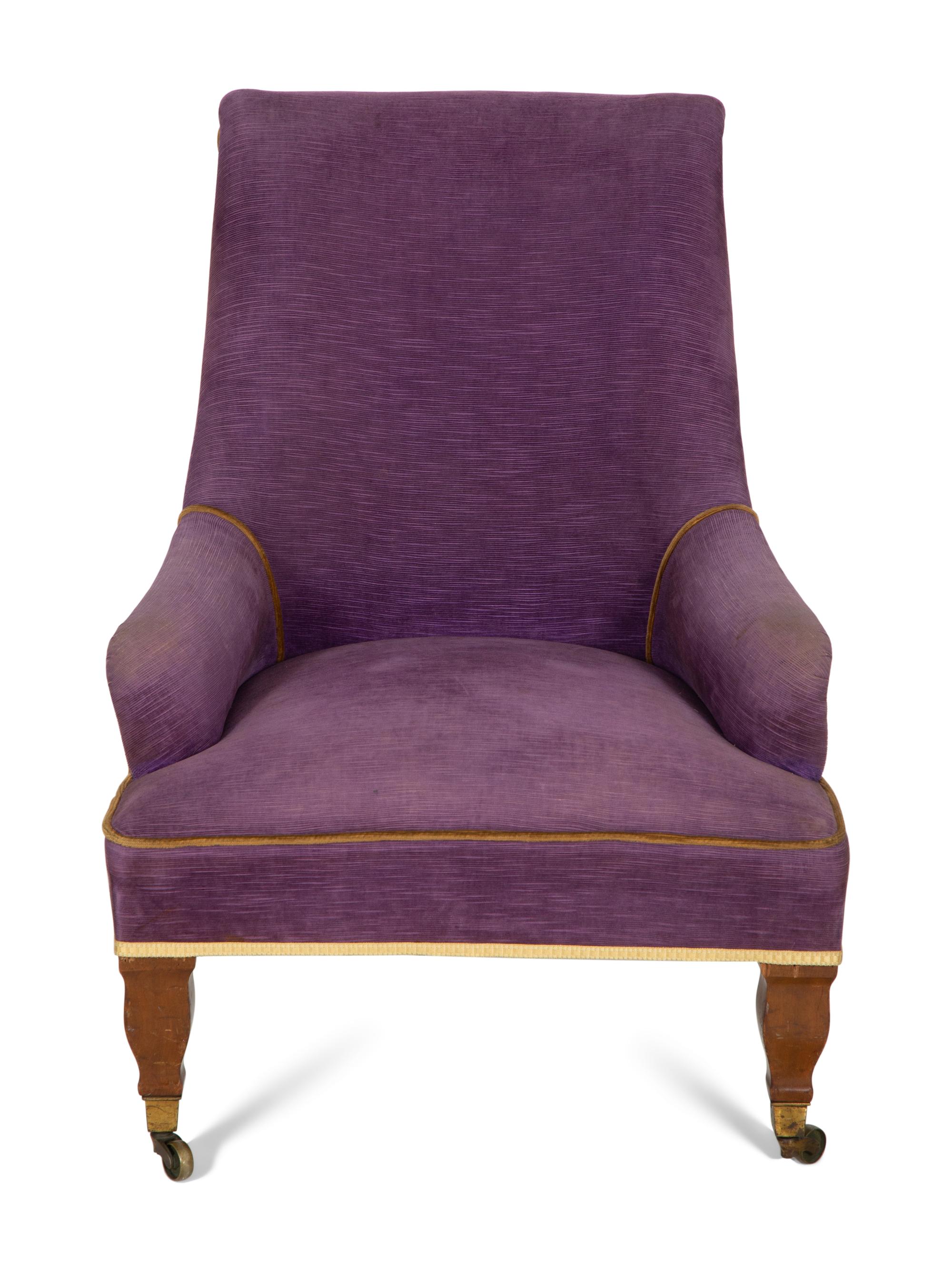 A Victorian Velvet-Upholstered Slipper Chair