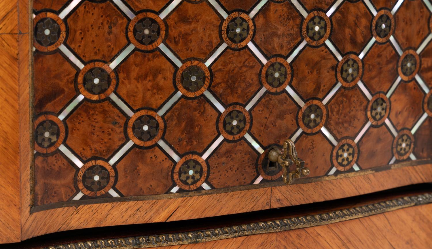 A Napoleon III Fruitwood and Mother-of-Pearl Inlaid Cave à Liqueur
