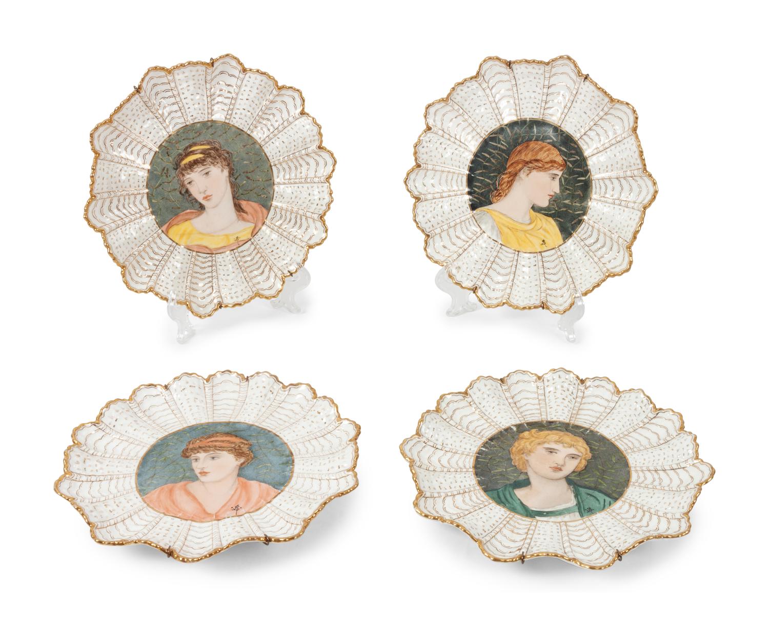 A Group of Four Coalport Porcelain Portrait Plates