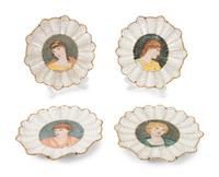 A Group of Four Coalport Porcelain Portrait Plates