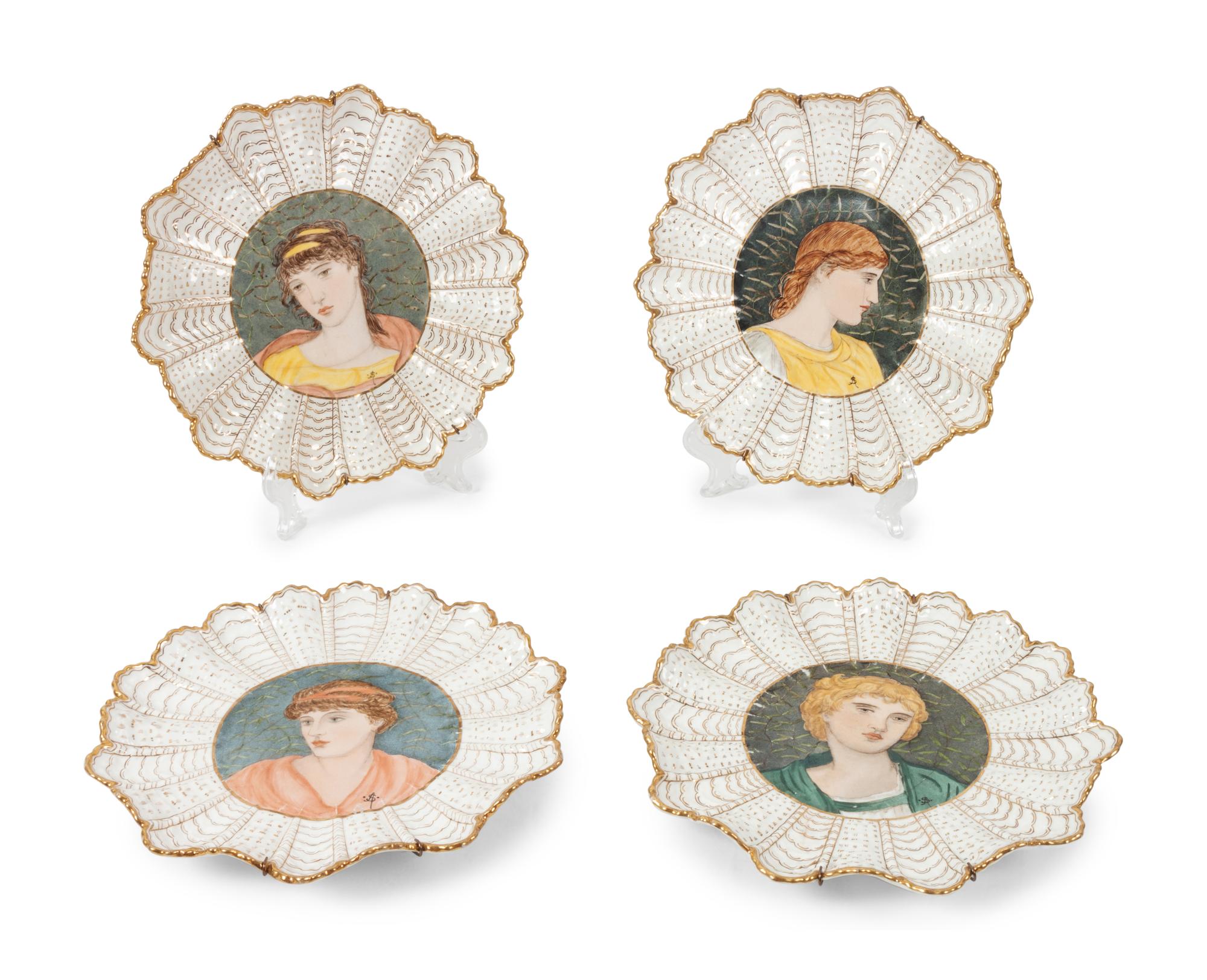 A Group of Four Coalport Porcelain Portrait Plates