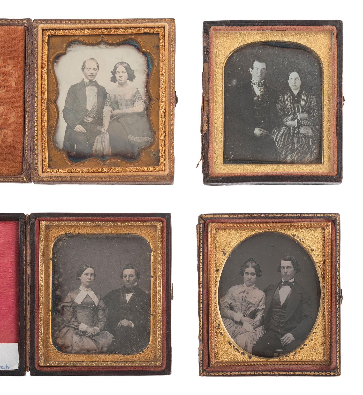 [EARLY PHOTOGRAPHY]. 19 sixth plate daguerreotypes of couples.