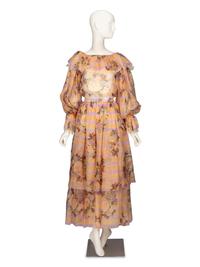 Original Runway Sample: Oscar de la Renta, Printed Organza Ensemble, 1983