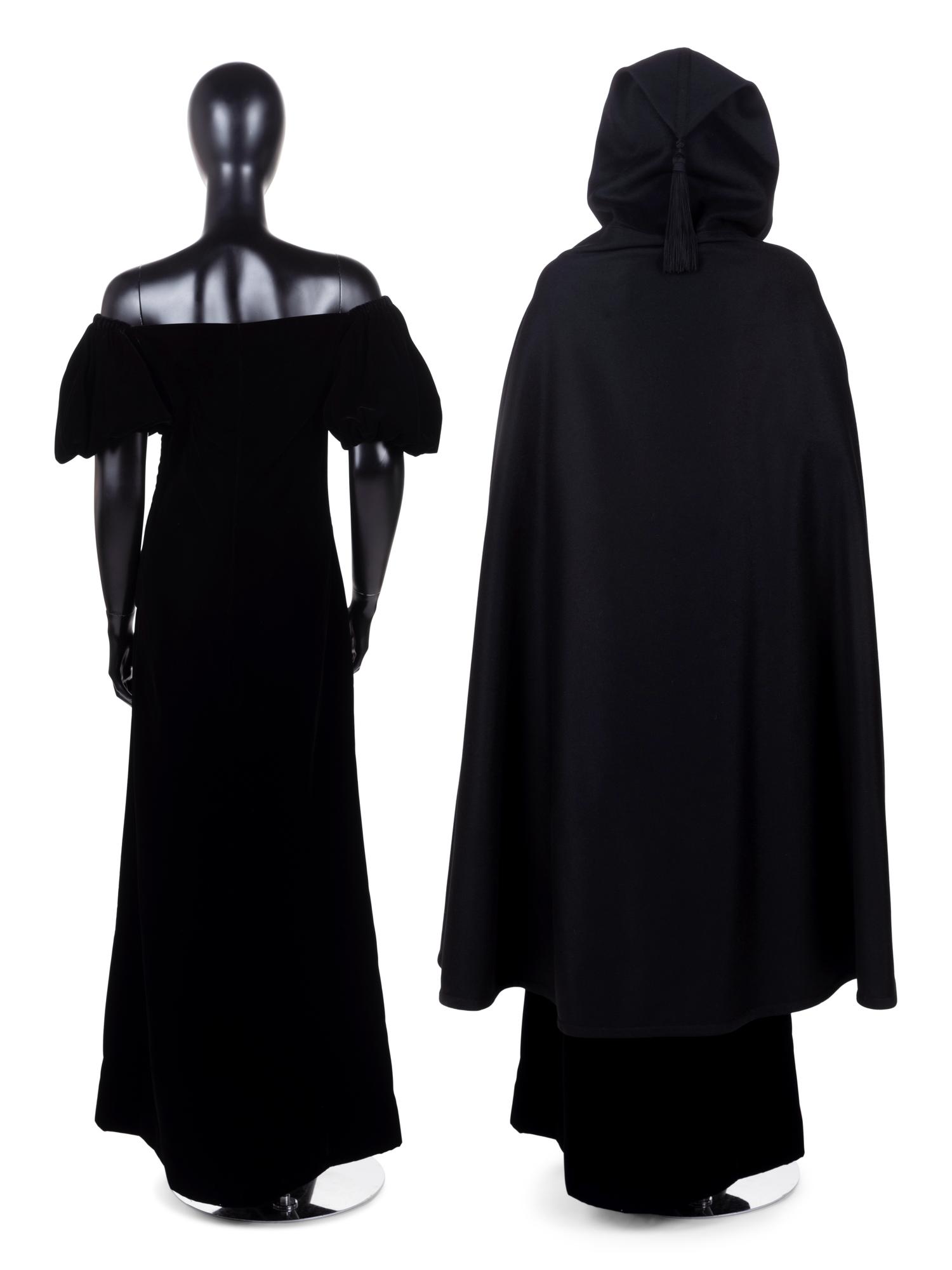 Two Saint Laurent Rive Gauche Pieces: One Velvet Dress and One Cape, 1980s