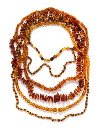 A Collection of Amber Bead Necklaces,